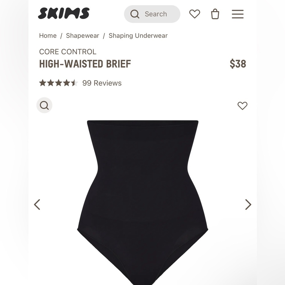 SKIMS Sculpted High Waist Brief - Onyx 2X/3X